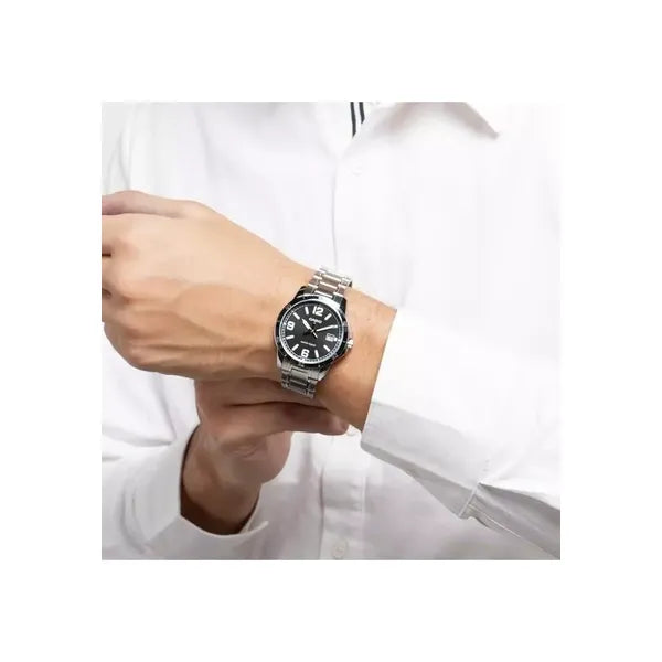 Casio férfi karóra MTP-V004D-1B2, acél szíj, 42 mm, WR30, dátum, díszdobozzal