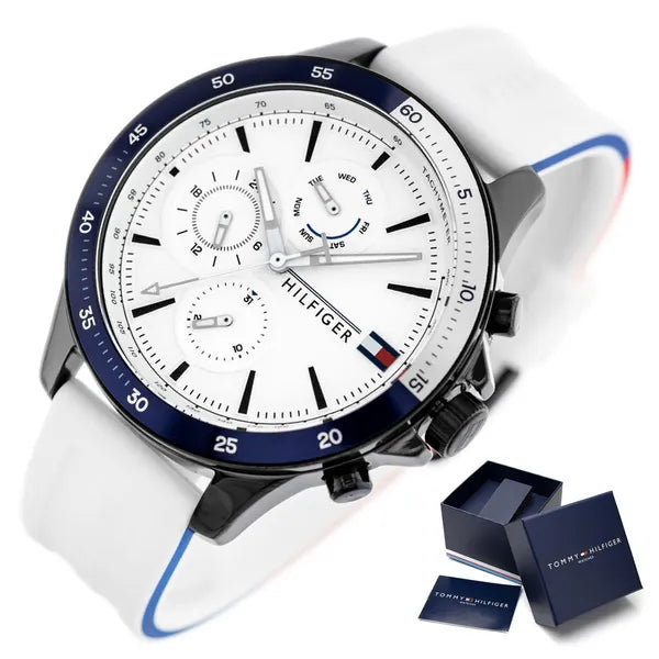 Tommy Hilfiger 1791723 férfi karóra, 46 mm, kvarc, WR50, fehér számlap