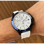 Tommy Hilfiger 1791723 férfi karóra, 46 mm, kvarc, WR50, fehér számlap