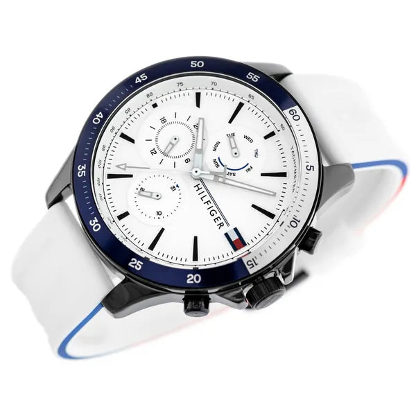 Tommy Hilfiger 1791723 férfi karóra, 46 mm, kvarc, WR50, fehér számlap