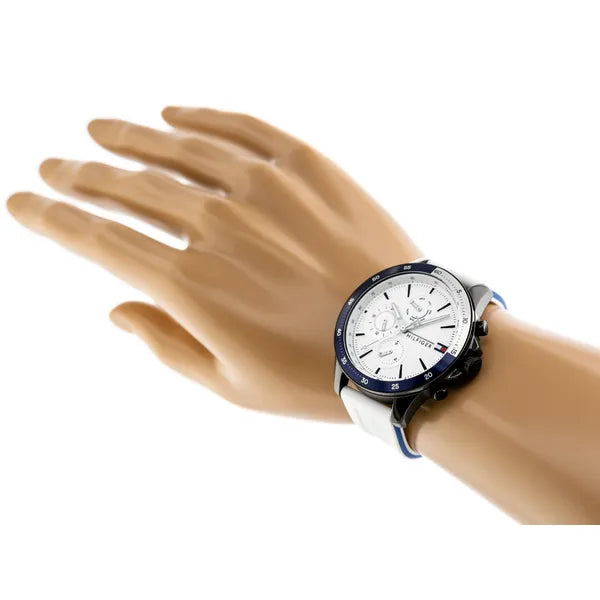 Tommy Hilfiger 1791723 férfi karóra, 46 mm, kvarc, WR50, fehér számlap