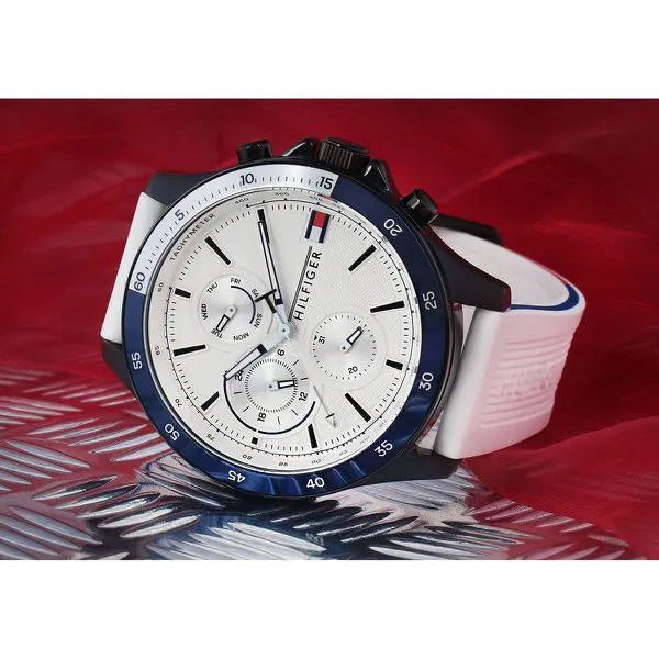 Tommy Hilfiger 1791723 férfi karóra, 46 mm, kvarc, WR50, fehér számlap