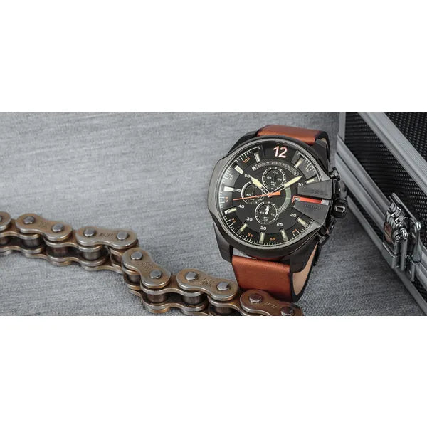 Diesel Mega Chief férfi karóra DZ4343, 51 mm, kvarc, kronográf, WR100, bőr szíj