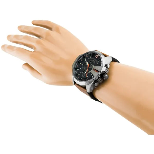Diesel Mega Chief férfi karóra DZ4343, 51 mm, kvarc, kronográf, WR100, bőr szíj