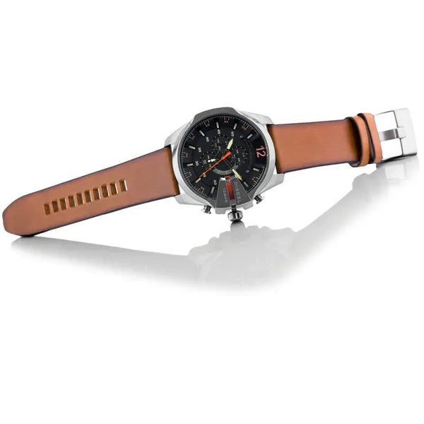 Diesel Mega Chief férfi karóra DZ4343, 51 mm, kvarc, kronográf, WR100, bőr szíj