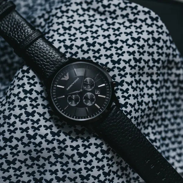 Emporio Armani férfi karóra Renato AR2461, fekete bőr, kronográf, WR50