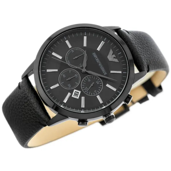 Emporio Armani férfi karóra Renato AR2461, fekete bőr, kronográf, WR50