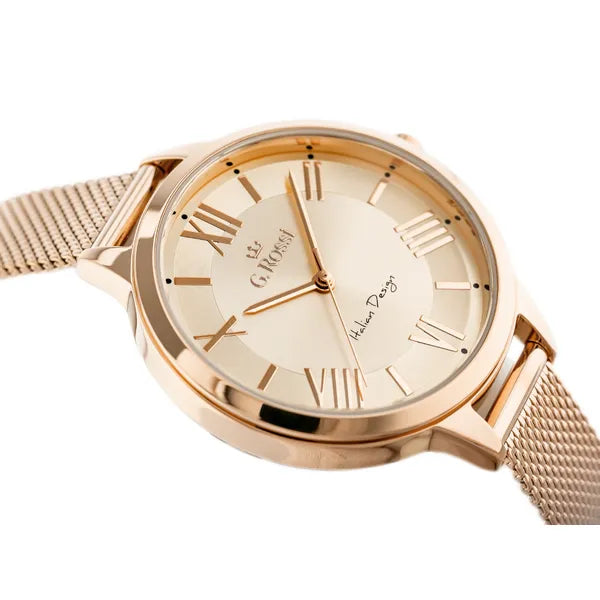 G. Rossi női karóra, rózsaarany, 32 mm számlap, kvarc, WR30, fém szíj