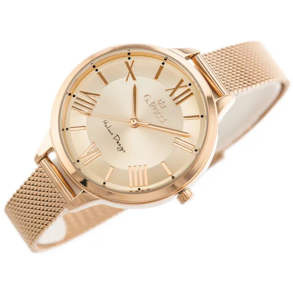 G. Rossi női karóra, rózsaarany, 32 mm számlap, kvarc, WR30, fém szíj