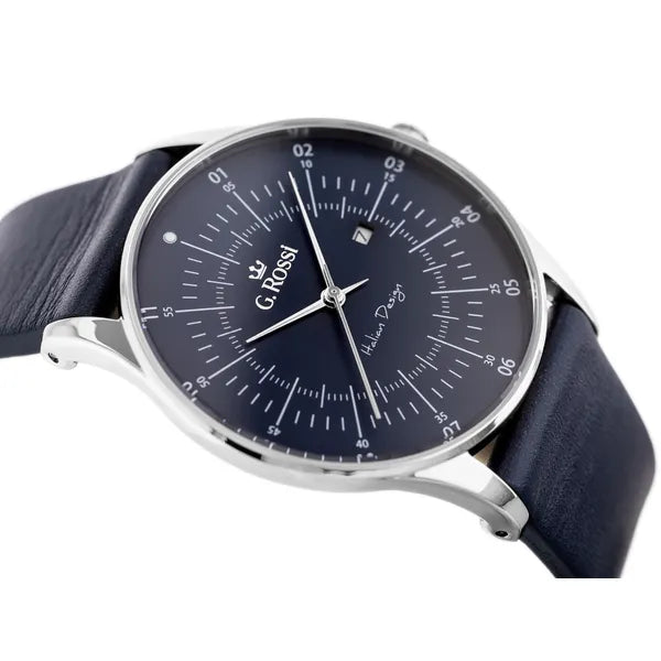 G. Rossi 7028A4-6F1 férfi karóra, kék számlap, bőr szíj, 43 mm, Miyota