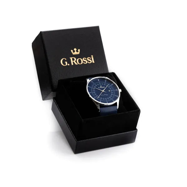 G. Rossi 7028A4-6F1 férfi karóra, kék számlap, bőr szíj, 43 mm, Miyota