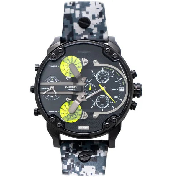 Diesel Mr. Daddy DZ7311 férfi karóra, 57 mm, bőr szíj, fekete