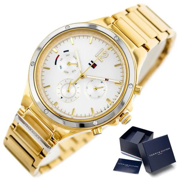 Tommy Hilfiger Eve női karóra 39 mm, kvarc, arany/ezüst, acél, WR30