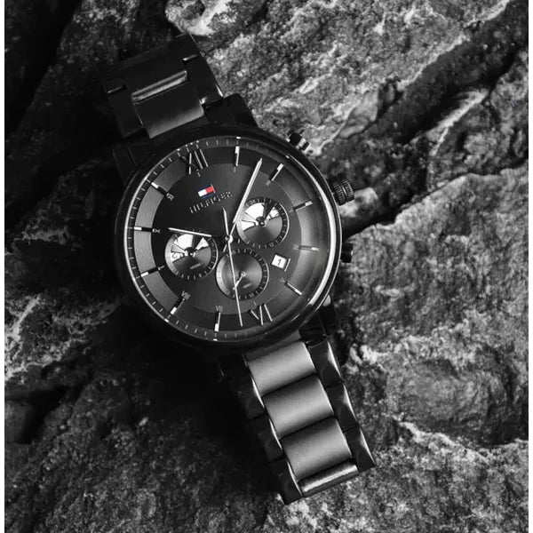 Tommy Hilfiger Evan 1710410 férfi karóra, fekete, 44 mm, WR50, kvarc