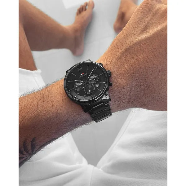 Tommy Hilfiger Evan 1710410 férfi karóra, fekete, 44 mm, WR50, kvarc