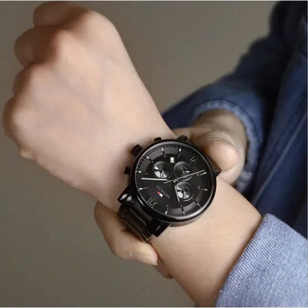 Tommy Hilfiger Evan 1710410 férfi karóra, fekete, 44 mm, WR50, kvarc