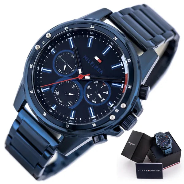 Tommy Hilfiger Mason 1791789 férfi karóra, kék, acél szíj, kvarc, WR30