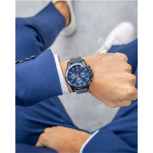 Tommy Hilfiger Mason 1791789 férfi karóra, kék, acél szíj, kvarc, WR30