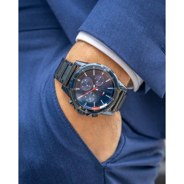 Tommy Hilfiger Mason 1791789 férfi karóra, kék, acél szíj, kvarc, WR30