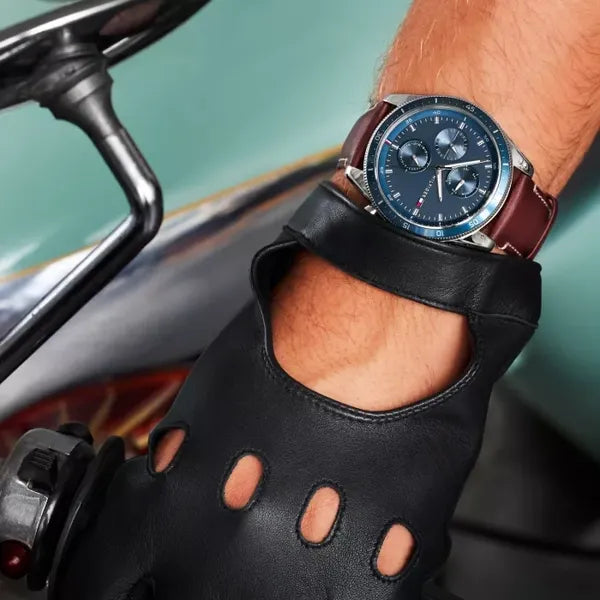 Tommy Hilfiger Parker 1791837 férfi karóra, bőrszíj, kék, WR50