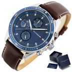 Tommy Hilfiger Parker 1791837 férfi karóra, bőrszíj, kék, WR50