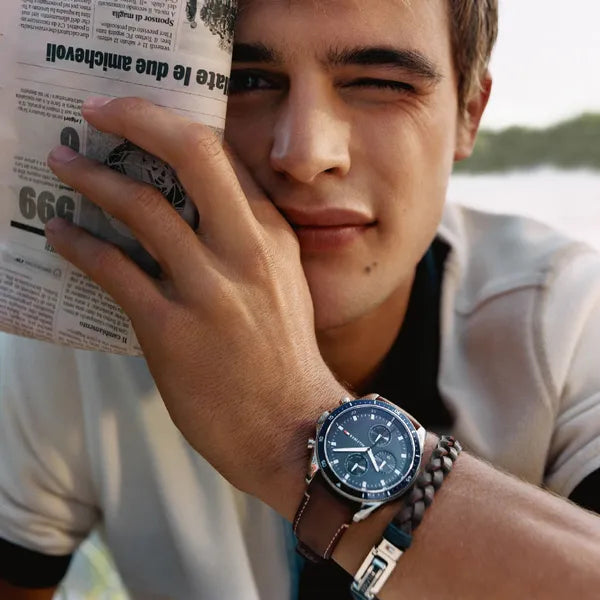 Tommy Hilfiger Parker 1791837 férfi karóra, bőrszíj, kék, WR50