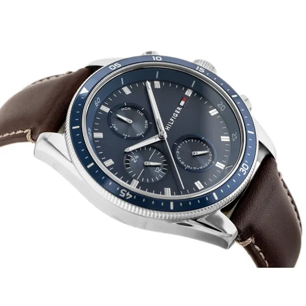 Tommy Hilfiger Parker 1791837 férfi karóra, bőrszíj, kék, WR50