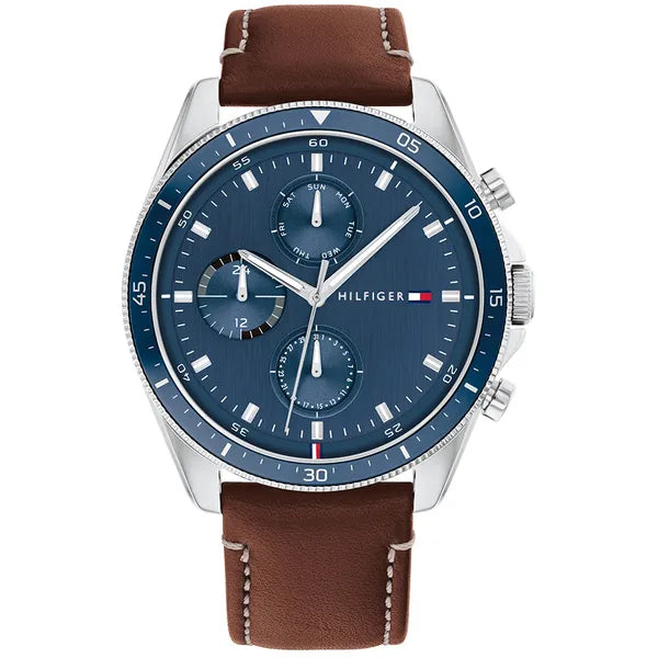 Tommy Hilfiger Parker 1791837 férfi karóra, bőrszíj, kék, WR50