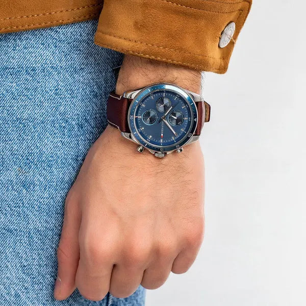Tommy Hilfiger Parker 1791837 férfi karóra, bőrszíj, kék, WR50