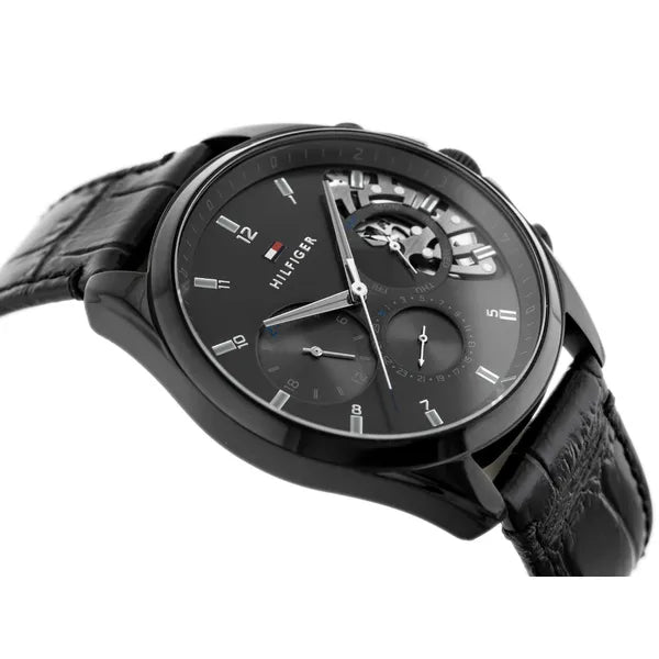 Tommy Hilfiger Baker 1710452 férfi karóra, fekete, bőr, 44 mm, 5 ATM