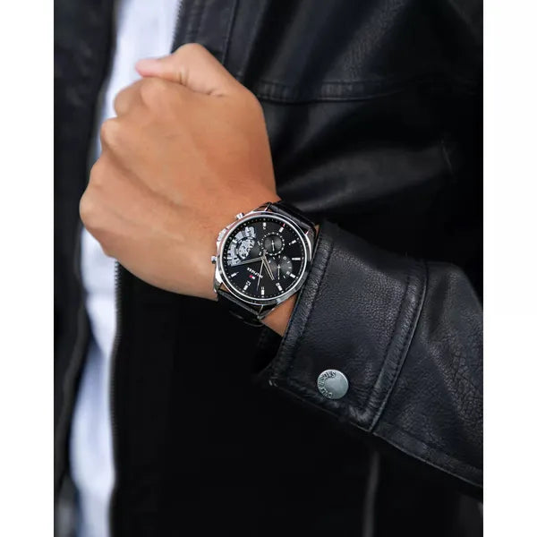 Tommy Hilfiger Baker 1710449 férfi karóra, kvarc, bőr szíj, WR50, fekete