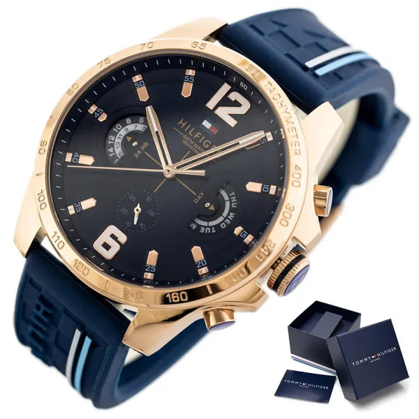 Tommy Hilfiger Decker 1791474 férfi karóra, 46 mm, kék szilikon, WR50