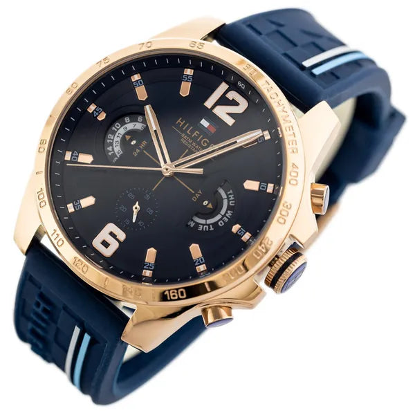 Tommy Hilfiger Decker 1791474 férfi karóra, 46 mm, kék szilikon, WR50