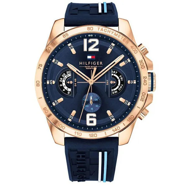 Tommy Hilfiger Decker 1791474 férfi karóra, 46 mm, kék szilikon, WR50