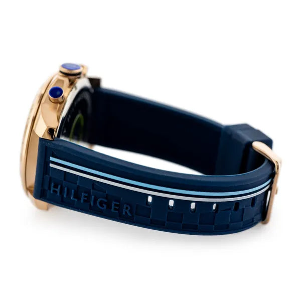 Tommy Hilfiger Decker 1791474 férfi karóra, 46 mm, kék szilikon, WR50