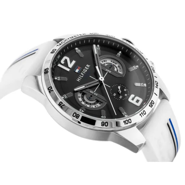 Tommy Hilfiger Decker férfi karóra, kvarc, 46 mm, fehér bőrszíj, WR50 1791475