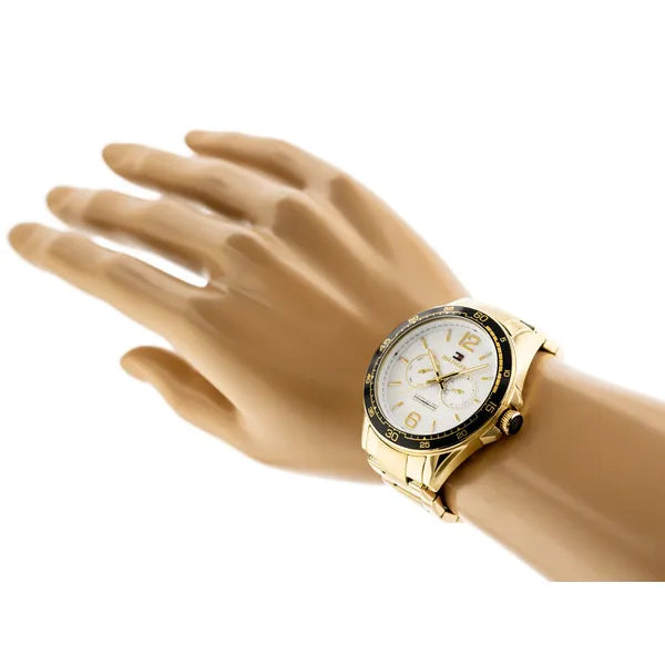 Tommy Hilfiger Erik 1791365 férfi karóra, arany acél, fehér számlap, WR50, 45 mm