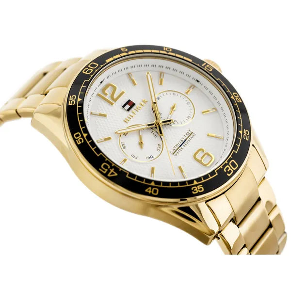 Tommy Hilfiger Erik 1791365 férfi karóra, arany acél, fehér számlap, WR50, 45 mm