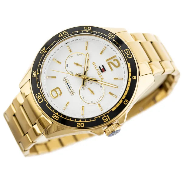 Tommy Hilfiger Erik 1791365 férfi karóra, arany acél, fehér számlap, WR50, 45 mm