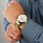 Tommy Hilfiger Erik 1791365 férfi karóra, arany acél, fehér számlap, WR50, 45 mm