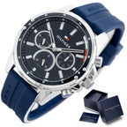 Tommy Hilfiger Mason 1791791 férfi karóra, kvarc, kék, gumiszíj