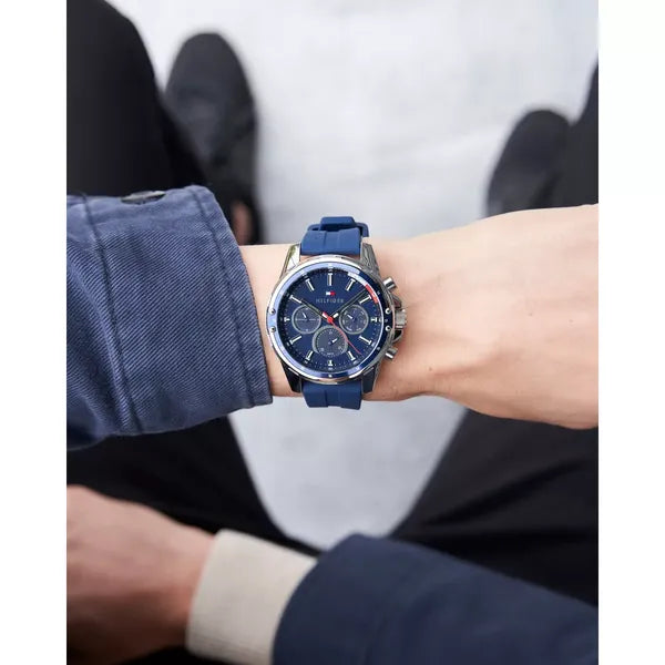Tommy Hilfiger Mason 1791791 férfi karóra, kvarc, kék, gumiszíj