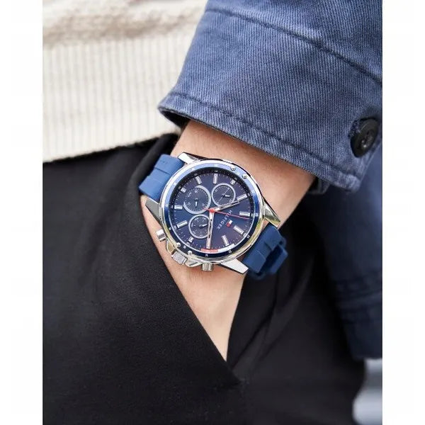 Tommy Hilfiger Mason 1791791 férfi karóra, kvarc, kék, gumiszíj