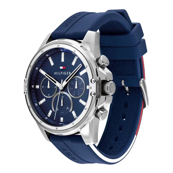Tommy Hilfiger Mason 1791791 férfi karóra, kvarc, kék, gumiszíj