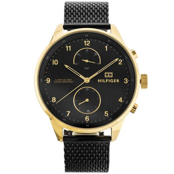 Tommy Hilfiger Chase 1791580 férfi karóra, fekete/arany, kvarc, WR50, acél szíj