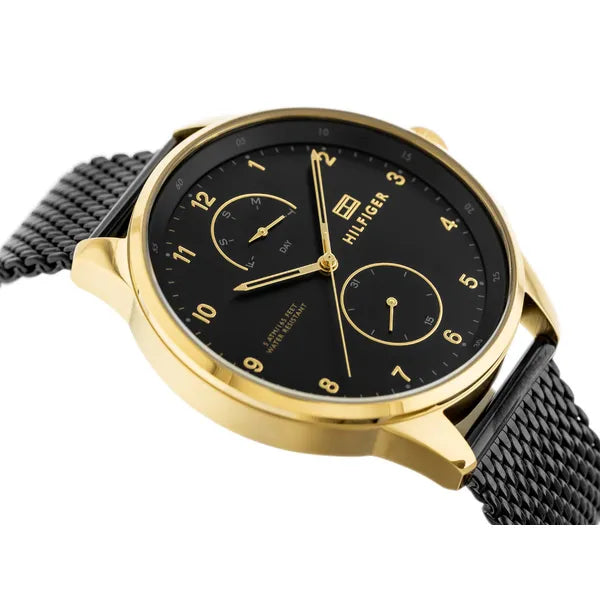 Tommy Hilfiger Chase 1791580 férfi karóra, fekete/arany, kvarc, WR50, acél szíj