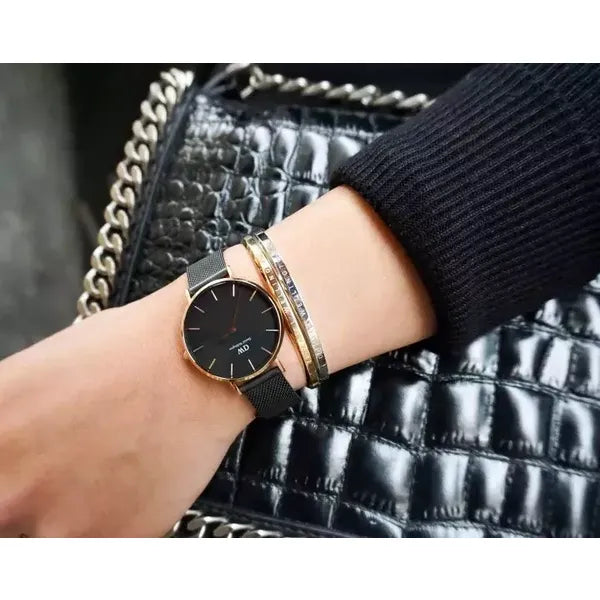 Daniel Wellington Petite Ashfield női karóra 32mm fekete/rozéarany DW00100201