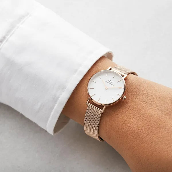 Daniel Wellington Petite Melrose női karóra 28 mm, rózsaarany, fehér, acél