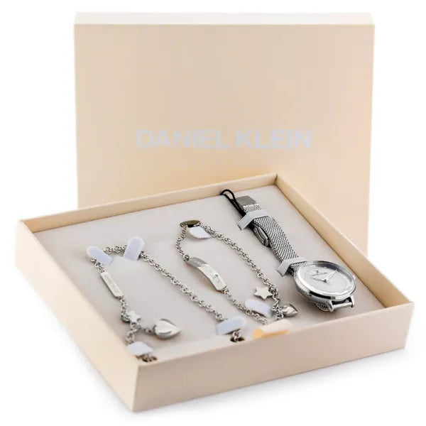 Daniel Klein DK13022-1 női karóra ajándékszett, ezüst, Miyota kvarc