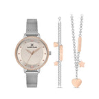 Daniel Klein DK13022-4 női karóra ajándékszett 34x40 mm ezüst/rozéarany, szürke